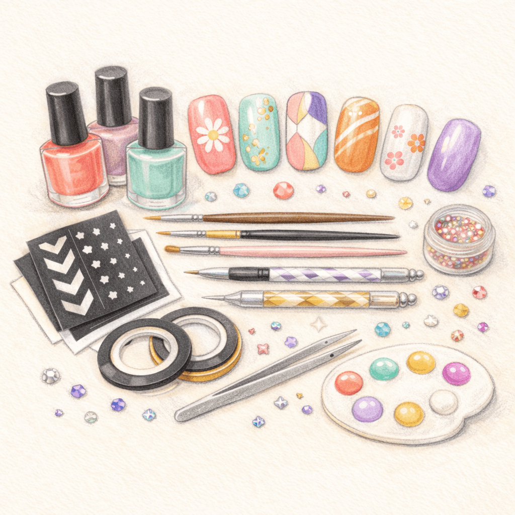 Uñas decoradas con esmalte tradicional