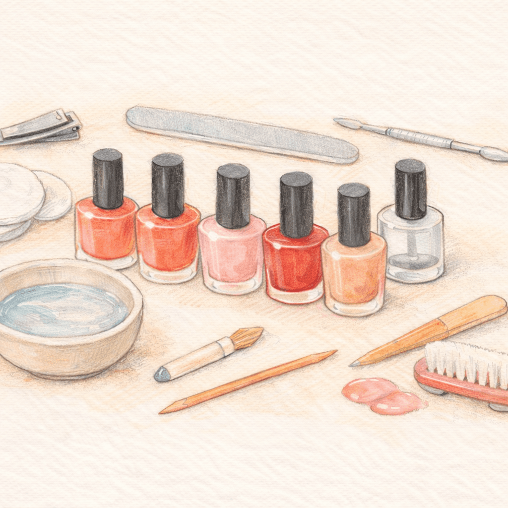 Esmaltes y herramientas de manicure