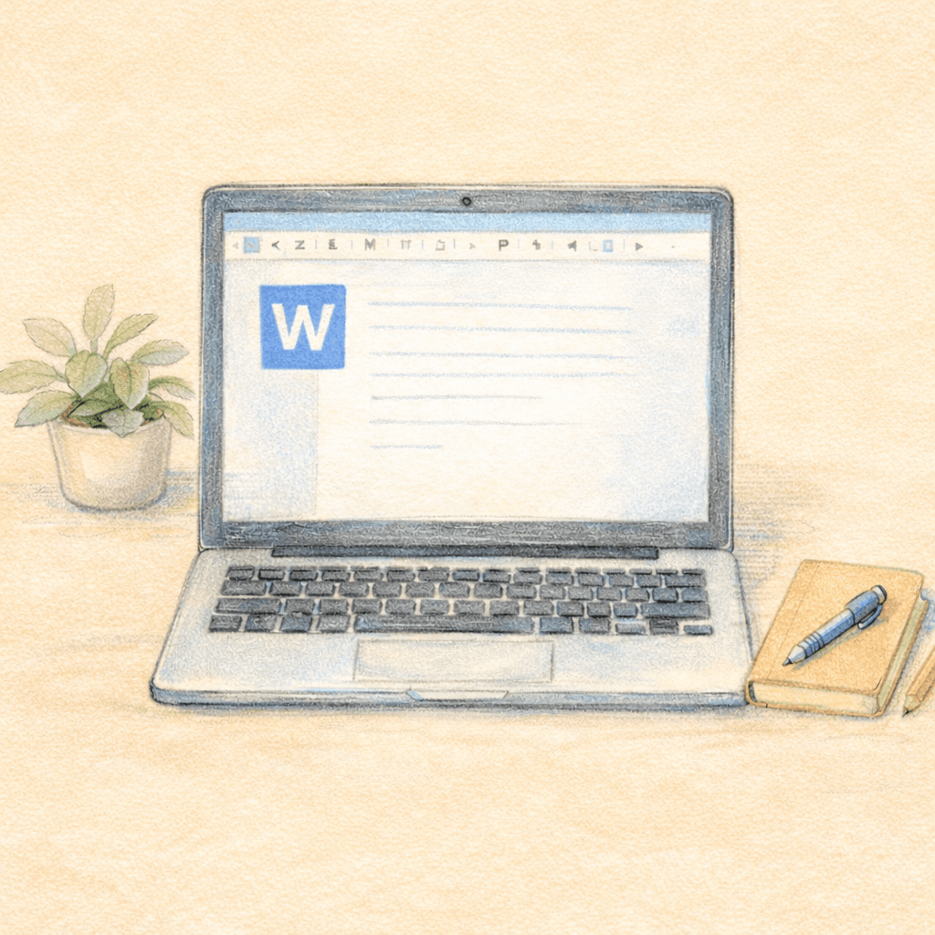 Computador con un documento de Word